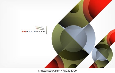 Color circle abstract geometric background, modern shapes with message. Vector techno or business template, round elements