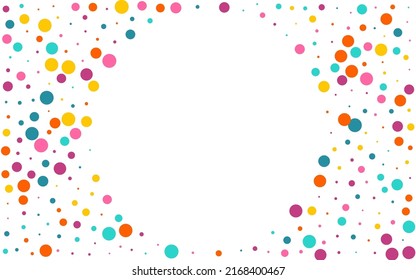 Color Circle Abstract Vector White Background. Fun Dust Banner. Christmas Dot Backdrop. Bright Rain Decoration Illustration.