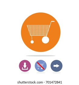 Color circle button add to cart button with arrows web icon. add to cart vector