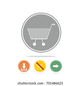 Color circle button add to cart button with arrows web icon. add to cart vector