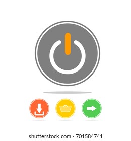 Color circle button add to cart, call,shut down, download and arrow web icon vector