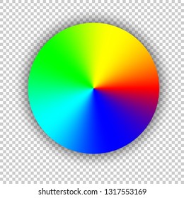 Color circle button  Angular circle conical gradient  Realistic illustration isolated transparent background  RGB symbol  