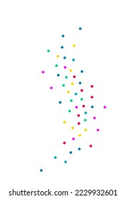 Color Circle Celebration Vector White Background. Celebrate Dust Wallpaper. Christmas Splash Banner. Falling Polka Fun Pattern.