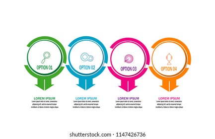 color Circle creative modern timeline infographic template element for workflow,process,presentation with modern circle ARROW concept design 