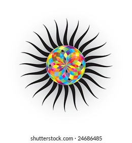 Color circle with dark beams