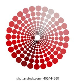color circle dim shades of red pattern. vector illustration