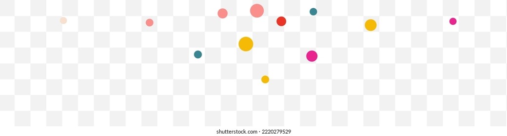 Color Circle Effect Vector Transparent Panoramic Background. Celebration Rain Pattern. Flying Shine Invitation. Falling Dust Carnival Card.
