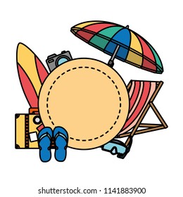color circle emblem with beach games style