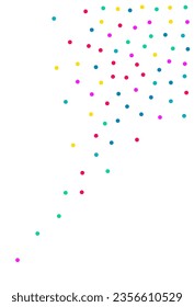 Color Circle Flying Vector White Background. Christmas Dust Invitation. Top Shine Backdrop. Happy Polka Fun Wallpaper.