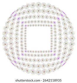 Color circle frame. Abstract rounded pattern. Vector pastel outline. Decorative shape contour.