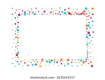 Color Circle Fun Vector White Background. Celebrate Dust Pattern. Festival Dot Texture. Bright Confetti Flying Background.