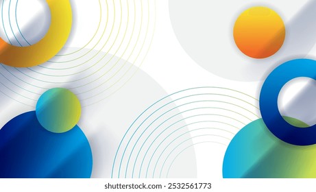 Fondo abstracto geométrico del círculo del color con azul, amarillo y verde