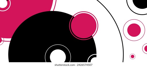 Color circle geometric background. Abstract pink and purple circles on white background. Backdrop illustration for design. Modern technology background. Vector EPS 10