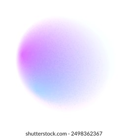 Color circle gradient noise gradation. Abstract violet watercolor blur mesh shape on white background. Gradient aura, grain neon blob with noise effect vector illustration.