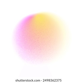 Color circle gradient noise gradation. Abstract colorful watercolor blur mesh shape on white background. Gradient aura, grain neon blob with noise effect vector illustration.