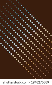 Color Circle Halftone Vector Brown Background. Blue Triangle Geometric Design. Dynamic Line Cover. Gradient Square Trendy Layout.