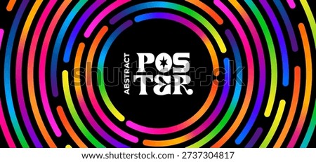 Color Circle Line Abstract Pattern. Gradient Concentric Vector Rainbow Circles. Abstract Geometric Template Background for Music Posters, Effect Text Banners and Brochures.
