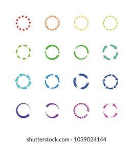Color circle reload arrows vector icons. Round arrow elements. Arrow reload and refresh loop illustration