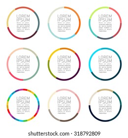 Color circle sector badges set