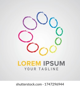 Farbkreissegmente, Rundspektrum-Logotyp-Idee. Multicolor-Palette, Physik, farbenfrohe Regenbogenkonzeption. Bearbeitbares Design. Corporate Identity Design. Vector-Abbildung. Eps 10 Vektordatei.