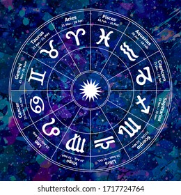 Color circle with signs of zodiac. Vector illustration.