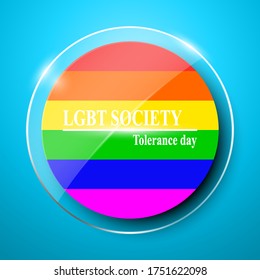 Color circle speech bubble vector set. Realistic LGBT banner on glass icons. Business infographics.