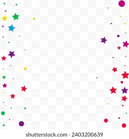 Color Circle and Star Fun Vector Transparent Background. Festival Shine Background. Effect Stars Backdrop. Rainbow Splash Independence Wallpaper.