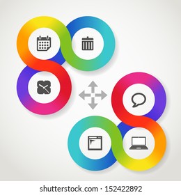 Color circle web interface template with icons