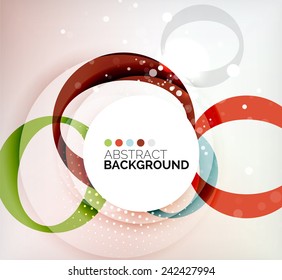 Color circles composition, rings with shadows. Abstract background