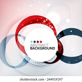 Color circles composition, rings with shadows. Abstract background