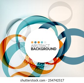 Anillos de composición de círculos de color, con sombras. Antecedentes abstractos