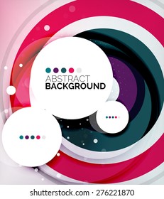 Color circles composition, rings, with shadows. Abstract background