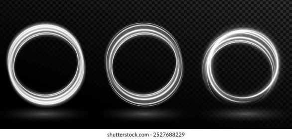 Marco de círculos de color con efecto de luz brillante. Un destello vuela en un círculo en un anillo luminoso.