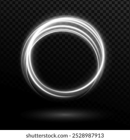 Color circles frame with glitter light effect. A flash flies in a circle in a luminous ring.