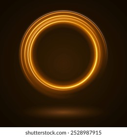 Marco de círculos de color con efecto de luz brillante. Un destello vuela en un círculo en un anillo luminoso.