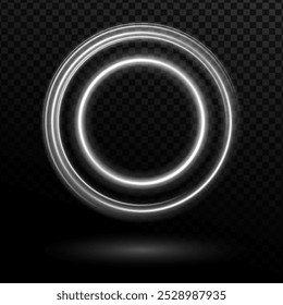Color circles frame with glitter light effect. A flash flies in a circle in a luminous ring.