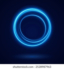 Color circles frame with glitter light effect. A flash flies in a circle in a luminous ring.