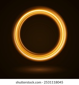 Marco de círculos de color con efecto de luz brillante. Un destello vuela en un círculo en un anillo luminoso.