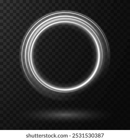Color circles frame with glitter light effect. A flash flies in a circle in a luminous ring.
