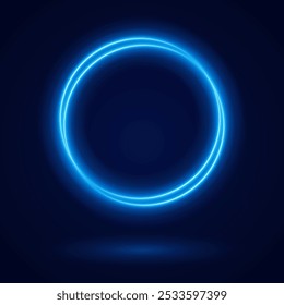 Marco de círculos de color con efecto de luz brillante. Un destello vuela en un círculo en un anillo luminoso.