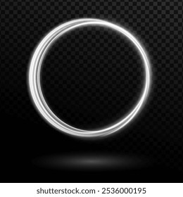 Color circles frame with glitter light effect. A flash flies in a circle in a luminous ring.