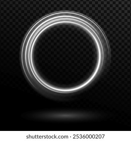 Color circles frame with glitter light effect. A flash flies in a circle in a luminous ring.
