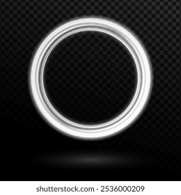 Marco de círculos de color con efecto de luz brillante. Un destello vuela en un círculo en un anillo luminoso.