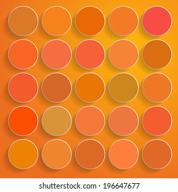 Color circles on orange background - vector illustration