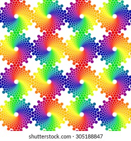 color circles seamless vector pattern on white background