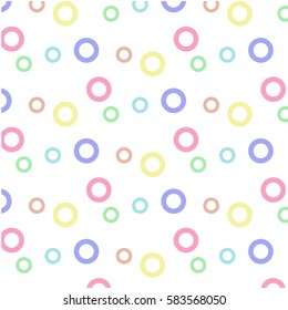 Color circles, white background, pattern.