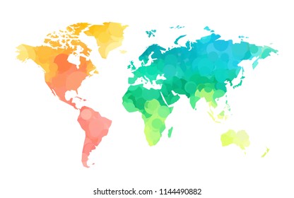 color circles world map pattern