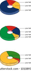 Color circular diagrams with different size pieces