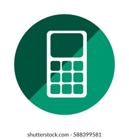 color circular emblem with calculator