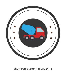 color circular emblem with cement mixer truck